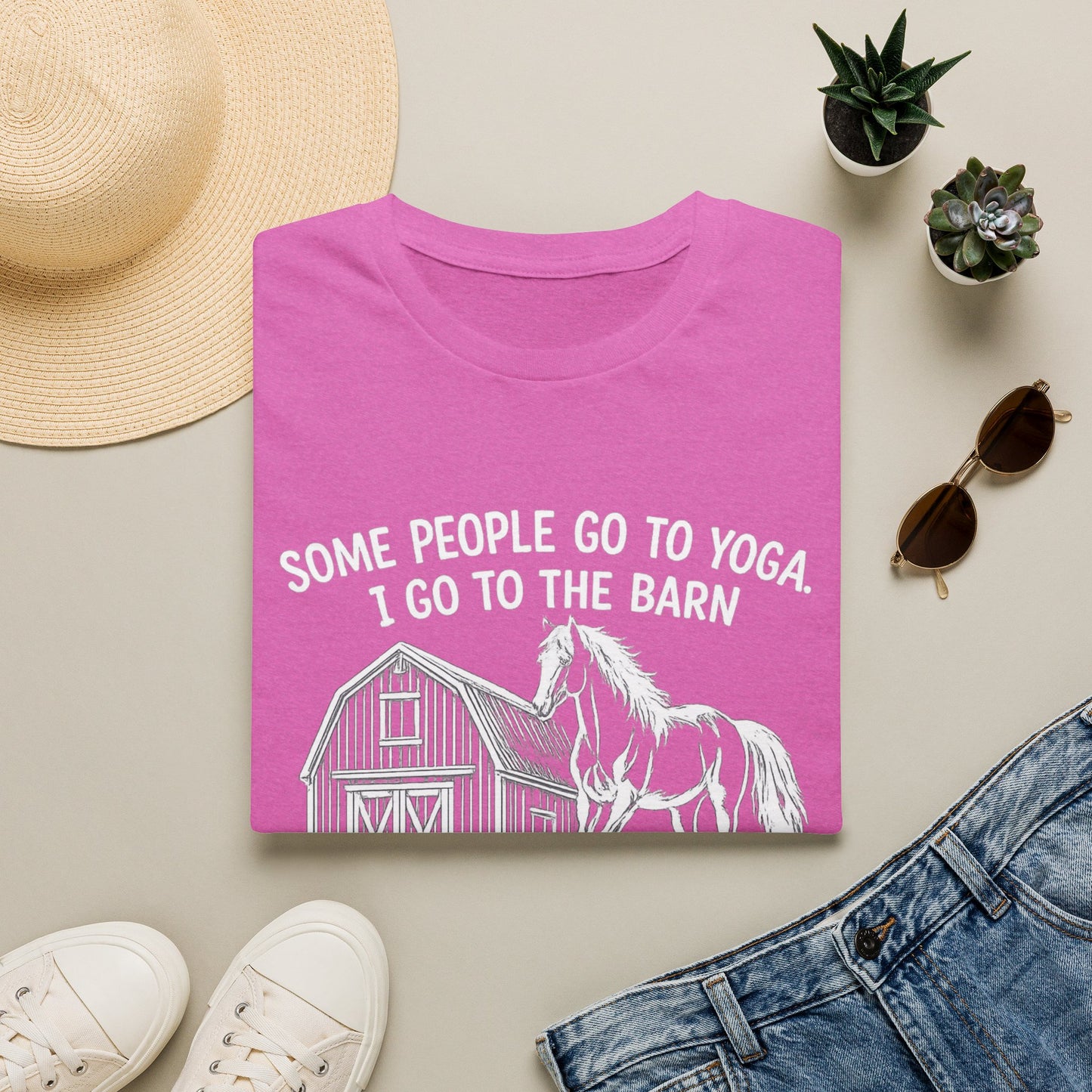 WeBeHorseGirls Some People Go to Yoga. I Go to the Barn and Negotiate with a 1,200 lb Animal About Fly Spray T-Shirt