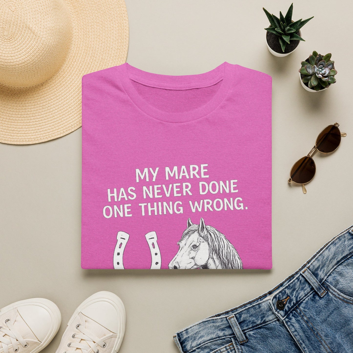 WeBeHorseGirls My Mare Has Never Done One Thing Wrong. My Gelding Has a Warrant in Three Counties T-Shirt