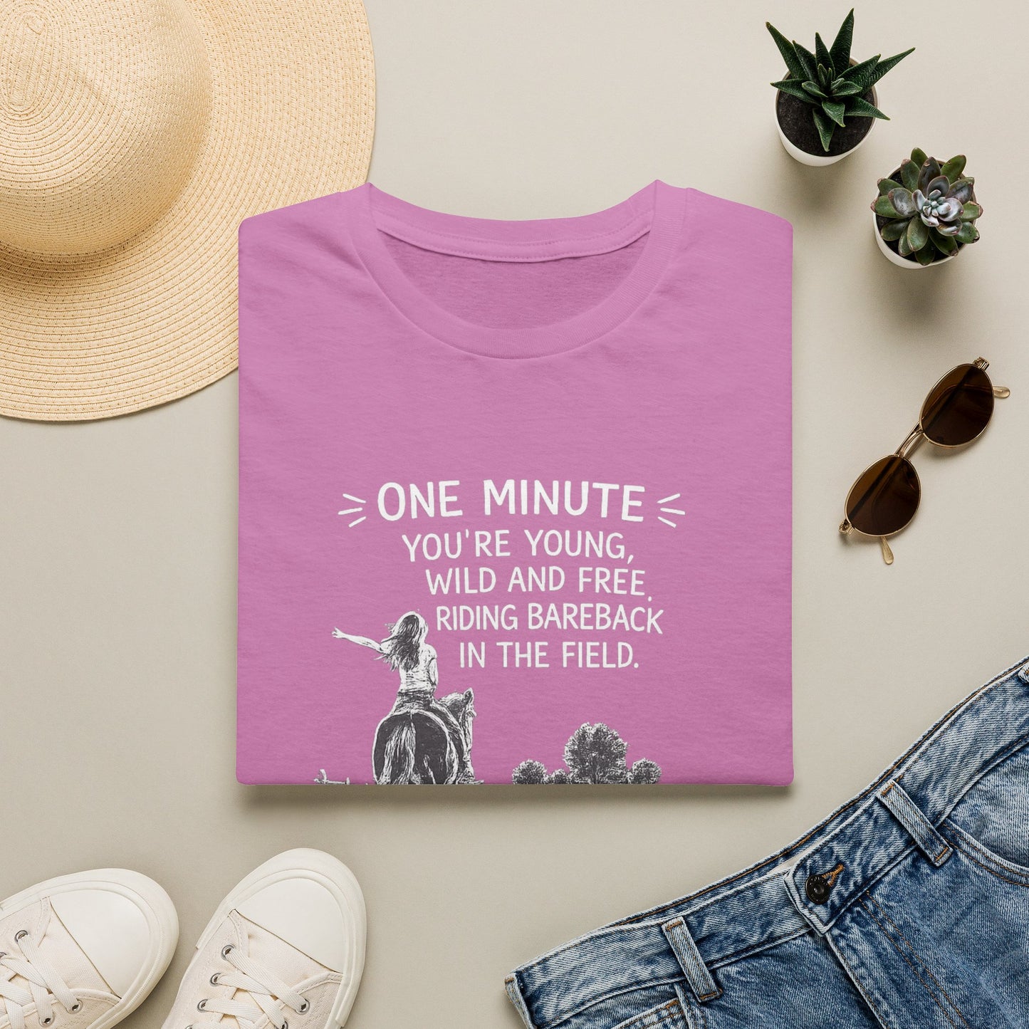 WeBeHorseGirls One Minute You’re Young, Wild and Free Riding Bareback in the Field. The Next You’re Considering Taking Your Horse’s Joint Supplement T-Shirt