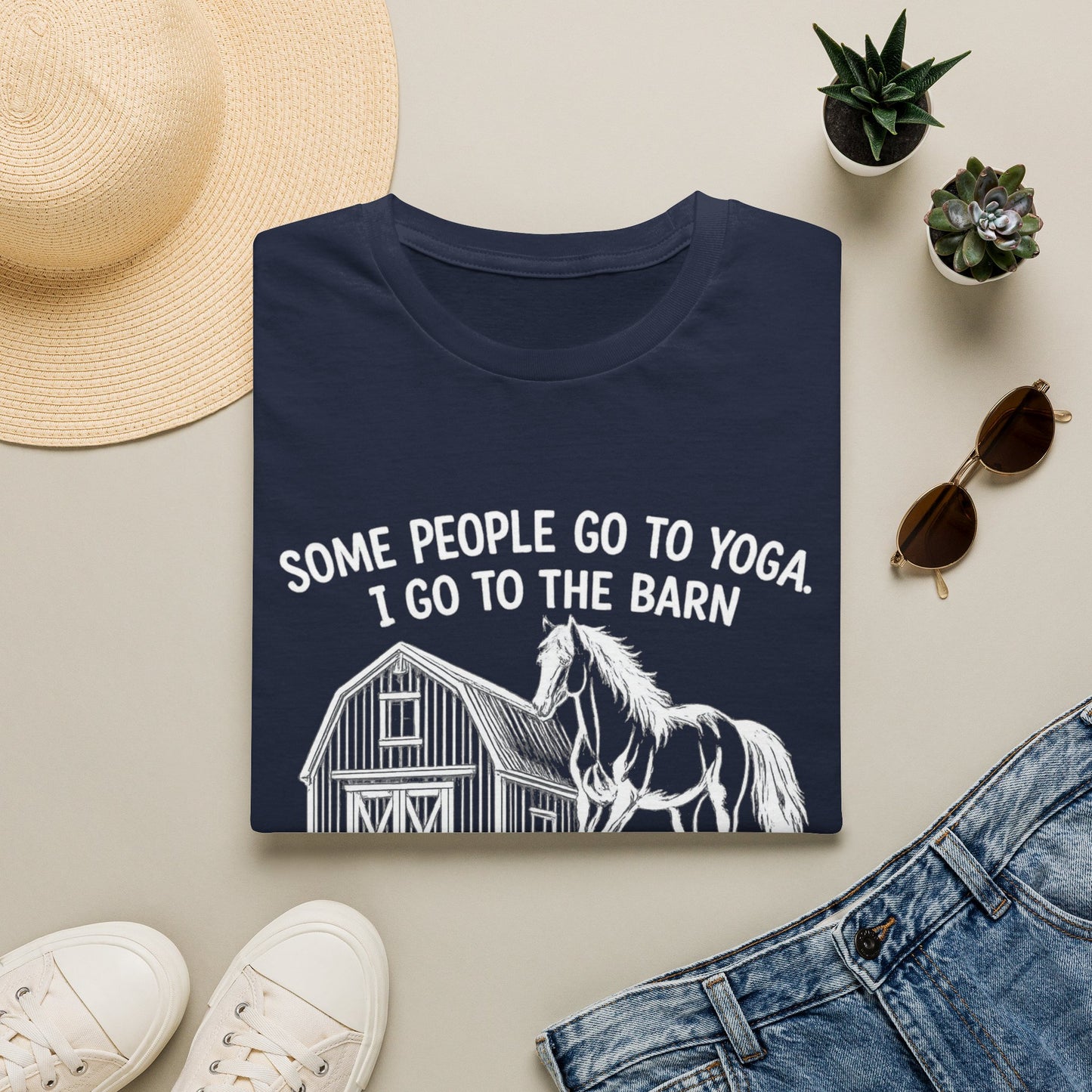 WeBeHorseGirls Some People Go to Yoga. I Go to the Barn and Negotiate with a 1,200 lb Animal About Fly Spray T-Shirt