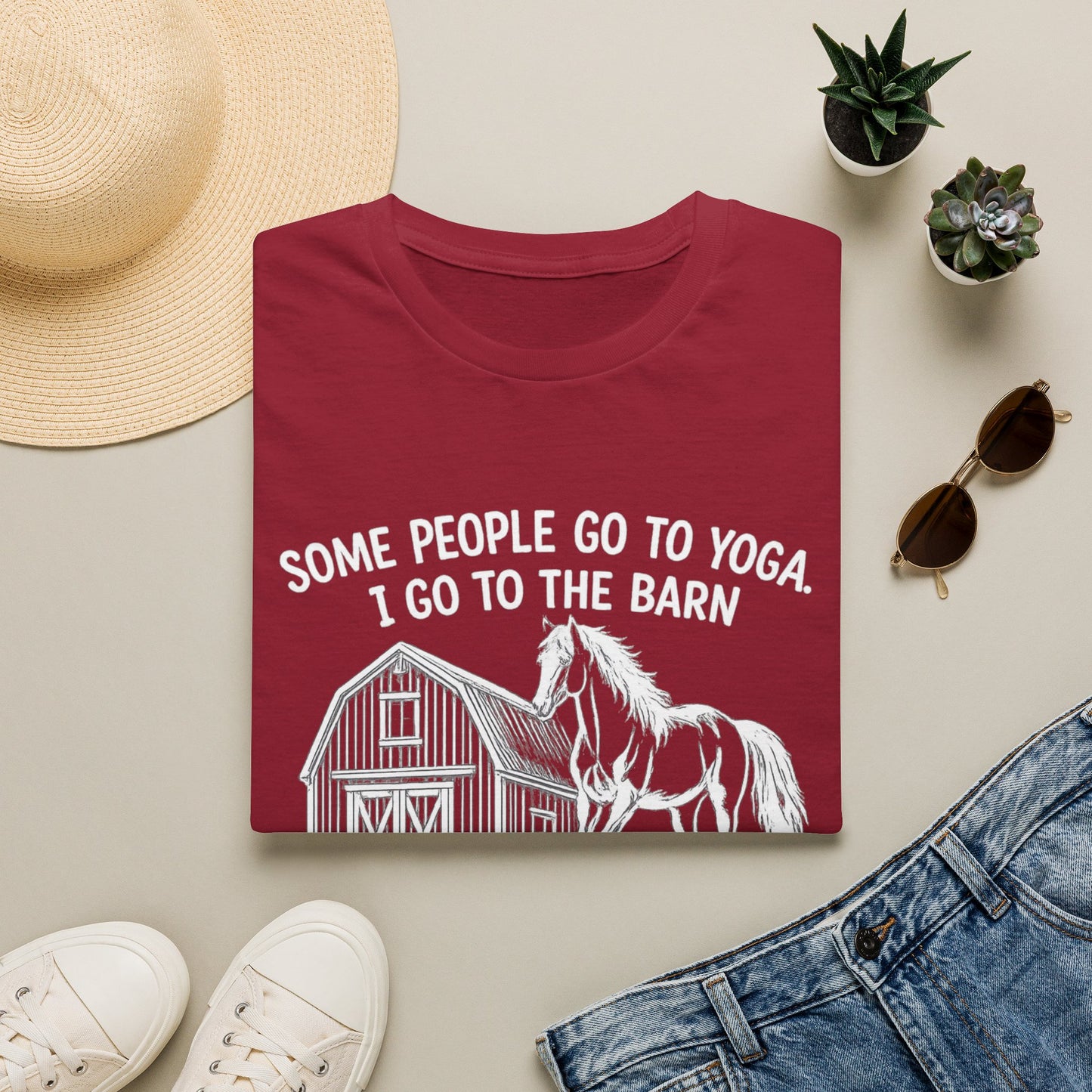 WeBeHorseGirls Some People Go to Yoga. I Go to the Barn and Negotiate with a 1,200 lb Animal About Fly Spray T-Shirt
