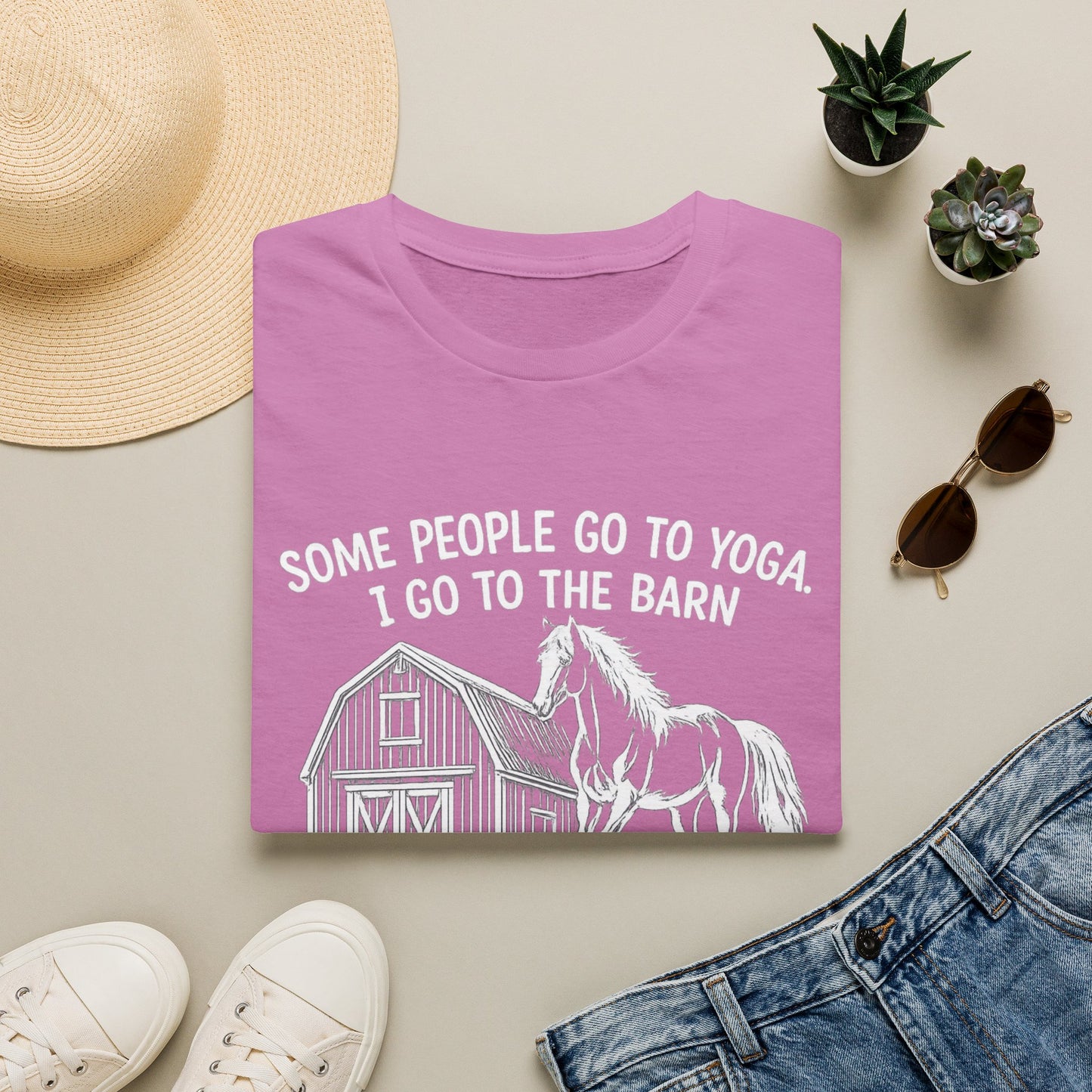WeBeHorseGirls Some People Go to Yoga. I Go to the Barn and Negotiate with a 1,200 lb Animal About Fly Spray T-Shirt