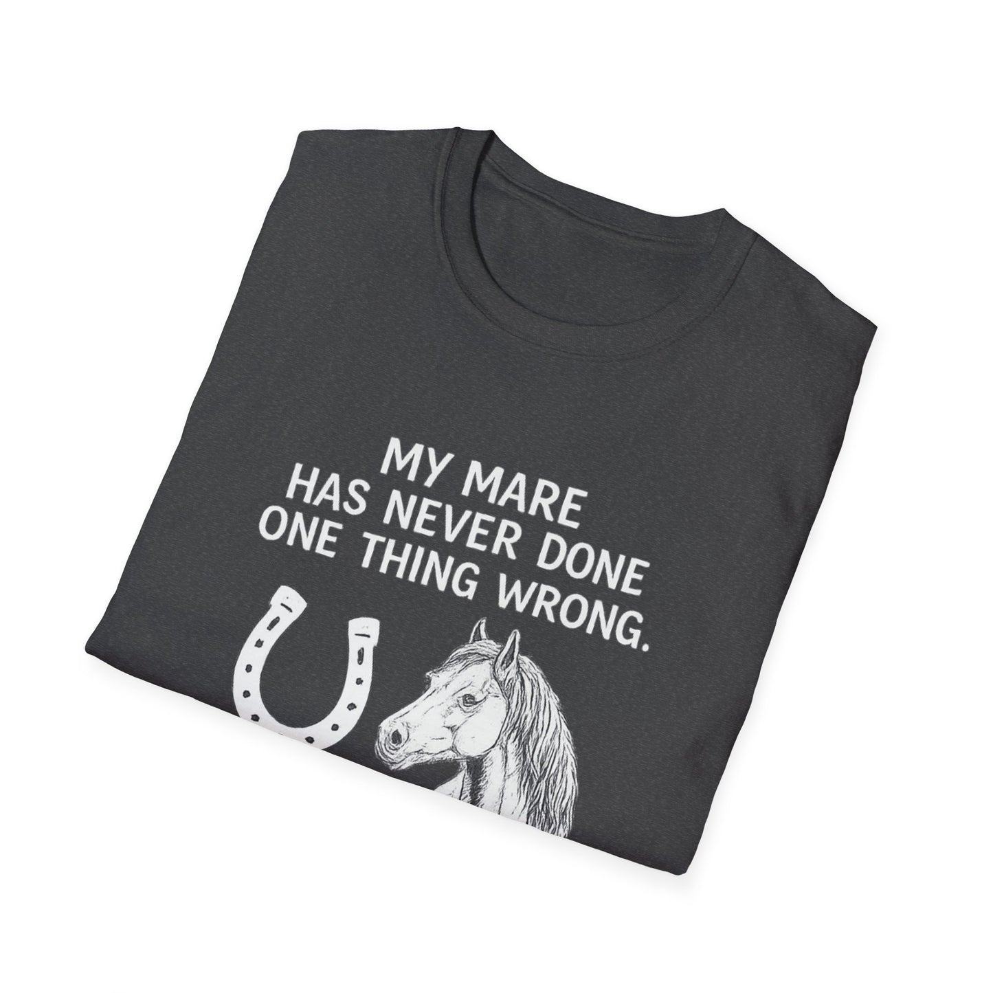 WeBeHorseGirls My Mare Has Never Done One Thing Wrong. My Gelding Has a Warrant in Three Counties T-Shirt