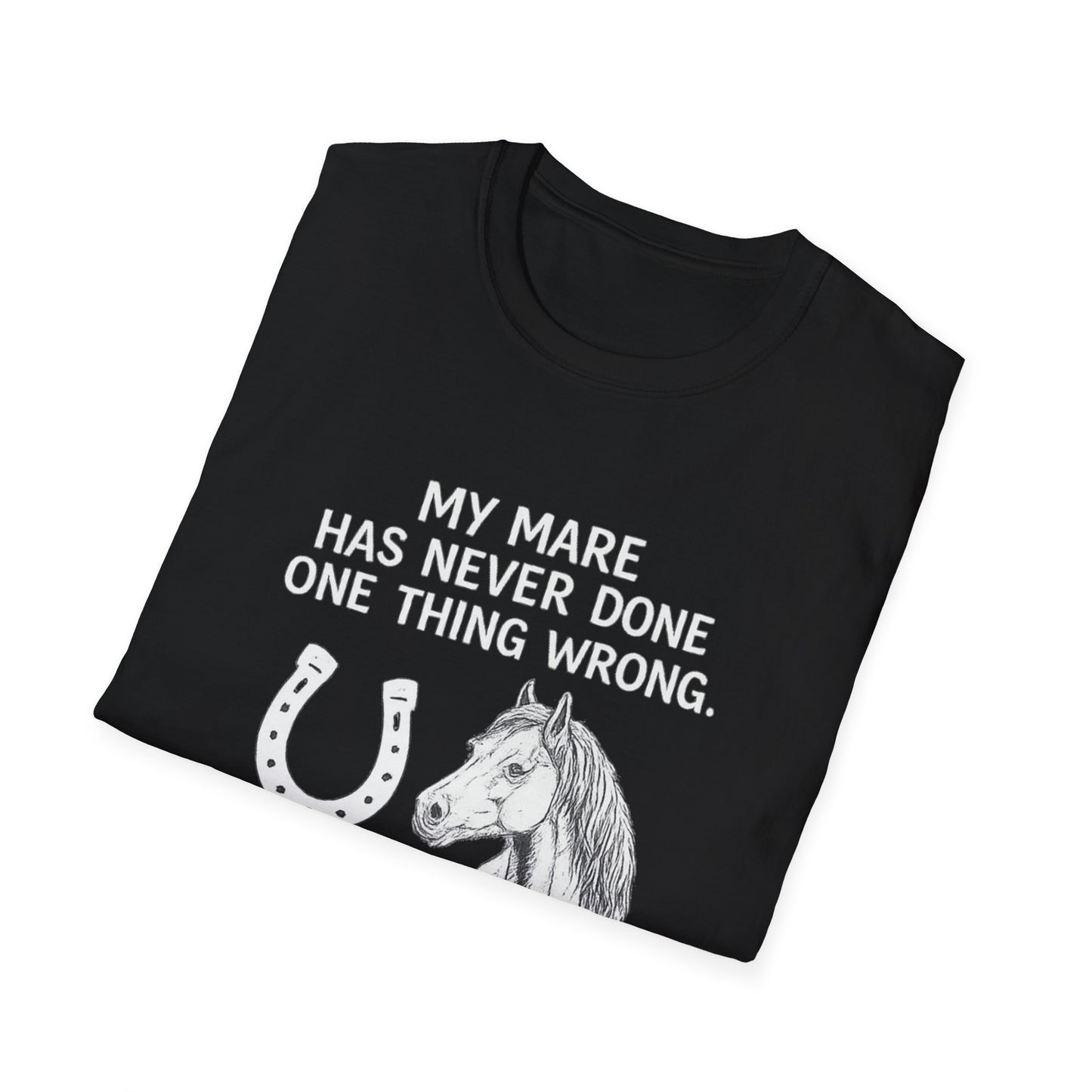 WeBeHorseGirls My Mare Has Never Done One Thing Wrong. My Gelding Has a Warrant in Three Counties T-Shirt