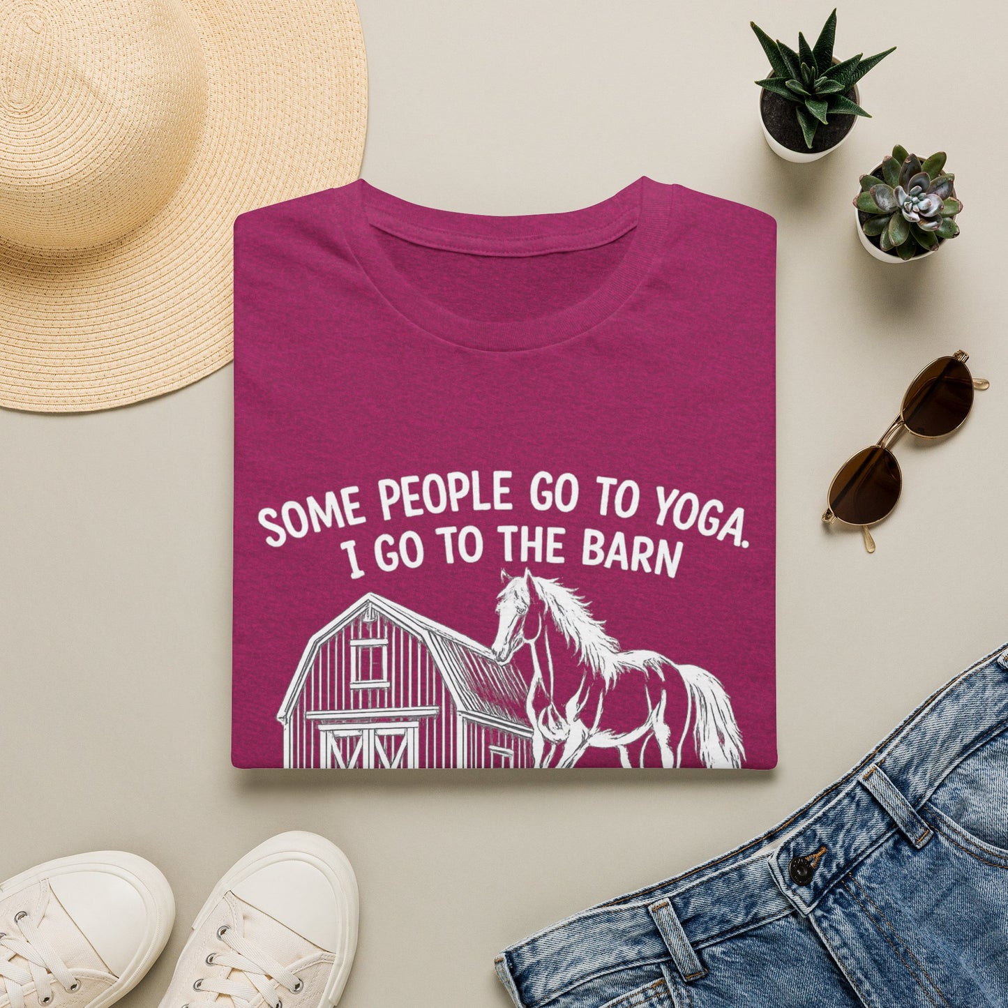 WeBeHorseGirls Some People Go to Yoga. I Go to the Barn and Negotiate with a 1,200 lb Animal About Fly Spray T-Shirt