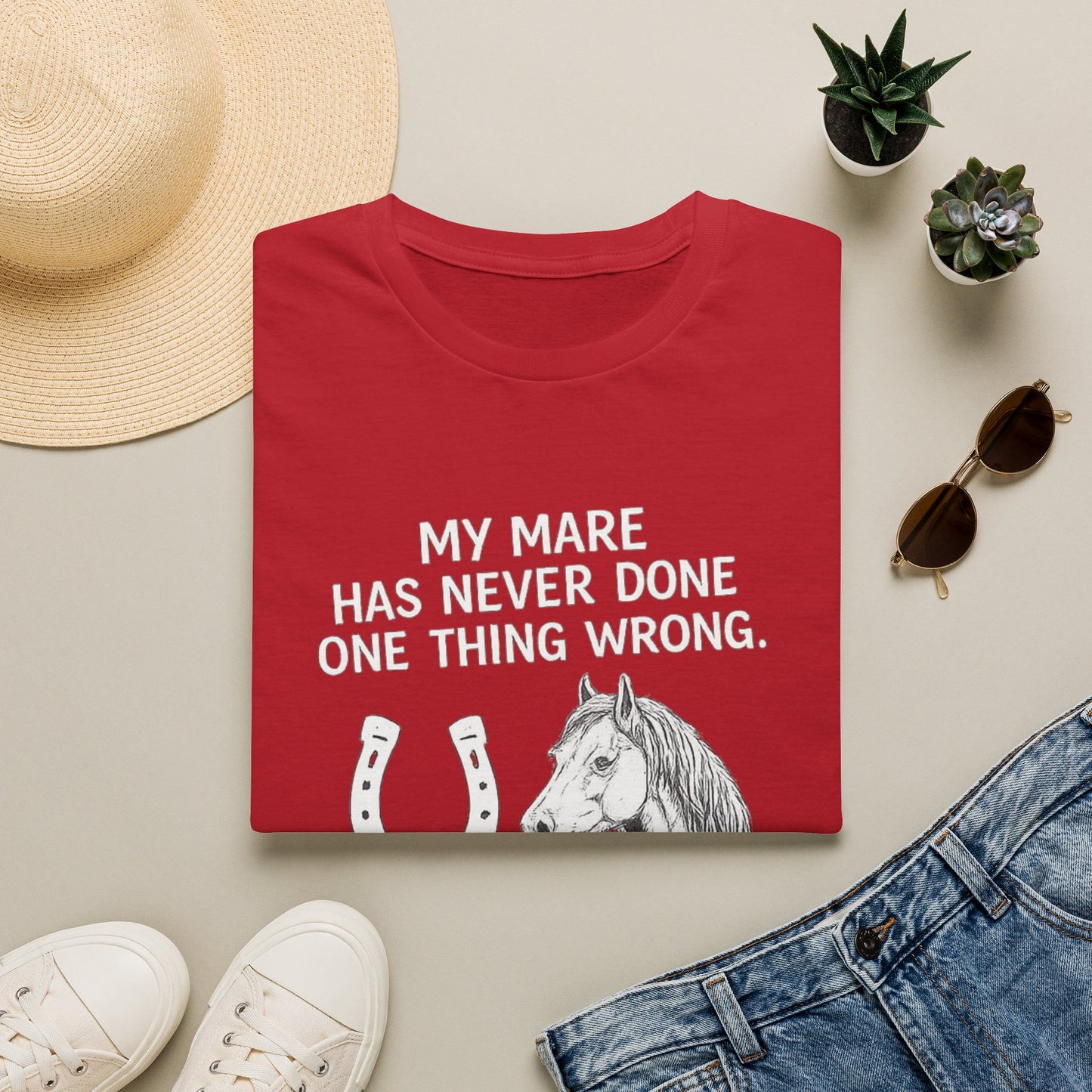 WeBeHorseGirls My Mare Has Never Done One Thing Wrong. My Gelding Has a Warrant in Three Counties T-Shirt