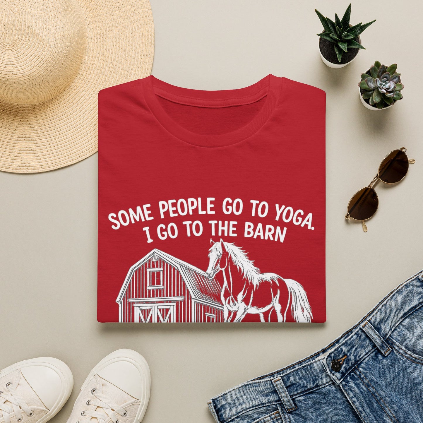 WeBeHorseGirls Some People Go to Yoga. I Go to the Barn and Negotiate with a 1,200 lb Animal About Fly Spray T-Shirt